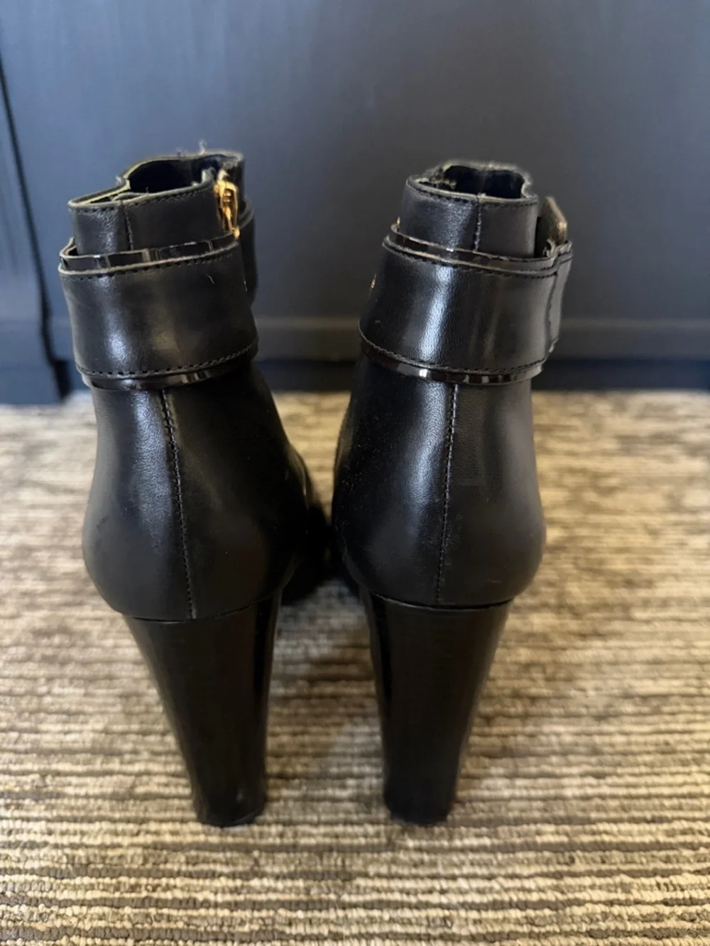 Tory Burch Black Leather Heeled Ankle Boots Size 11